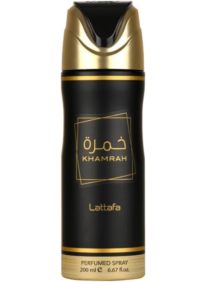 Lattafa Khamrah Perfumed Deodorant Spray for Unisex, 200ml Original